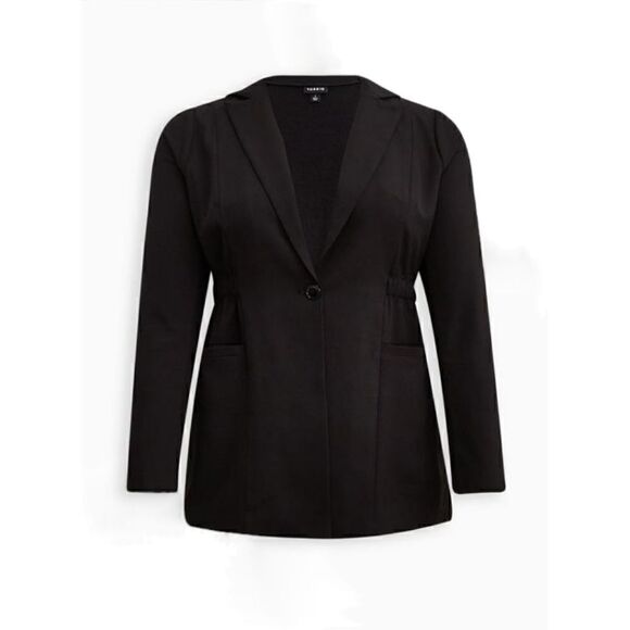 NWT Torrid Studio LS Crepe Black Cinched Waist Single Button Blazer 1X 14-16 - Picture 5 of 16